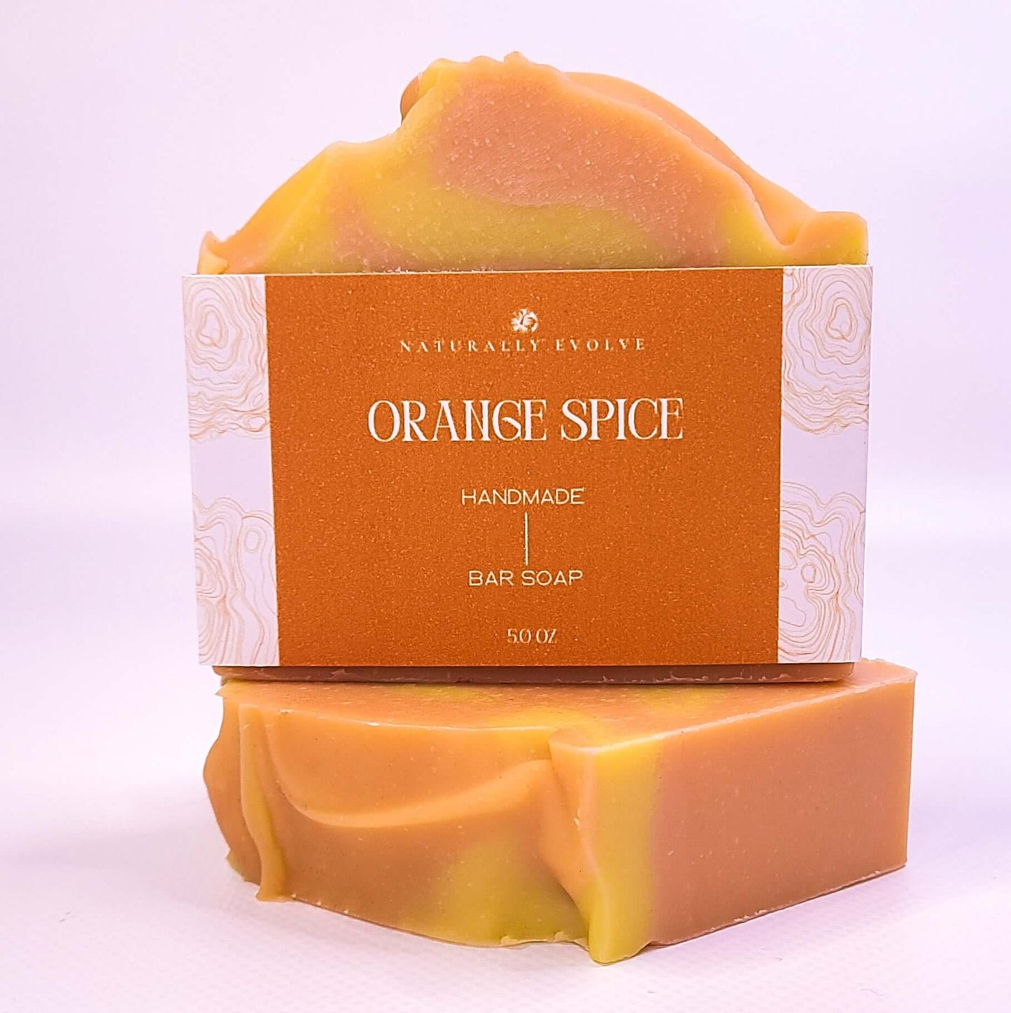 Orange Spice handmade bar soap with citrus and spice scent, energizes and refreshes skin, naturally crafted for a zesty start.