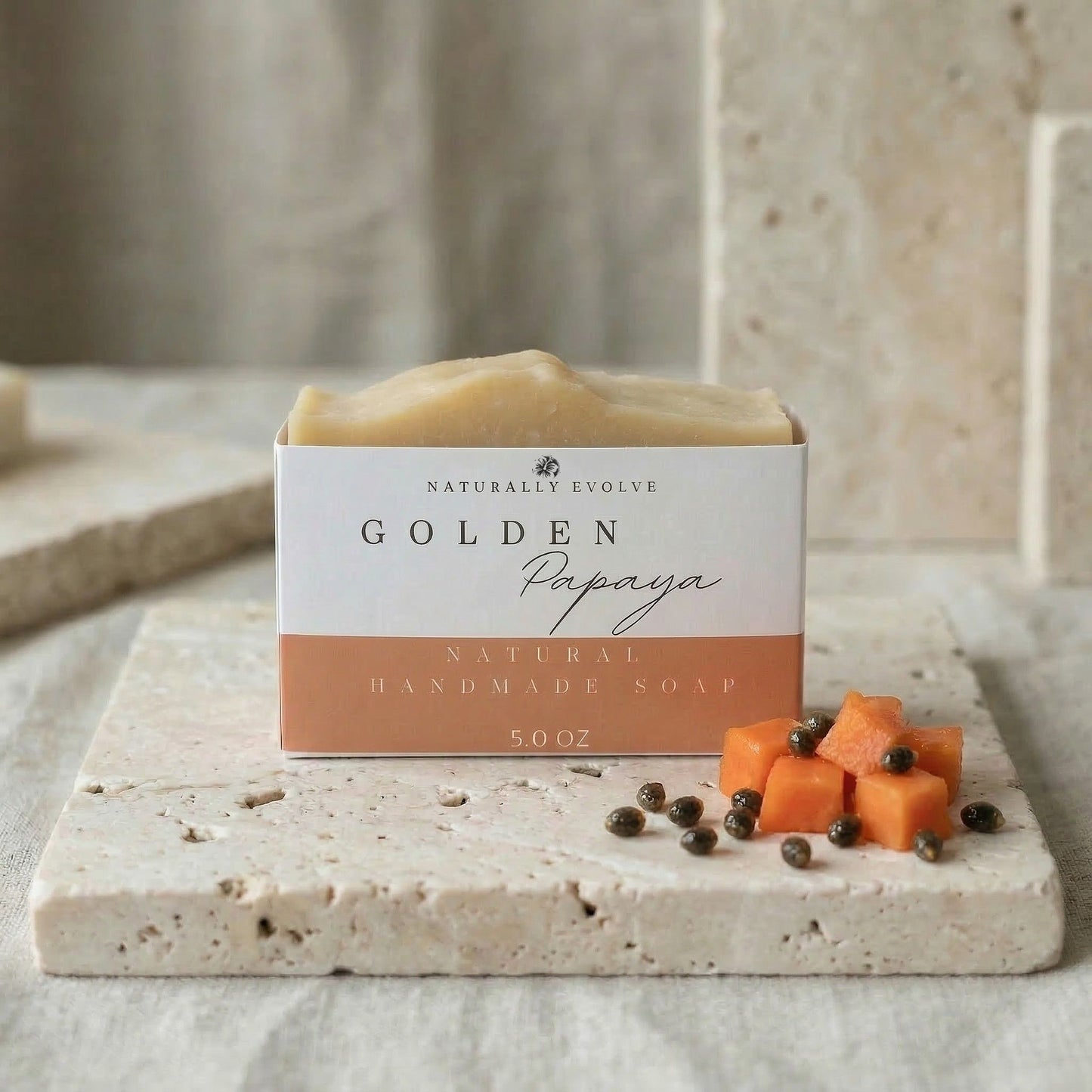 brightening natural soap bar with golden papaya for radiant glowing skin